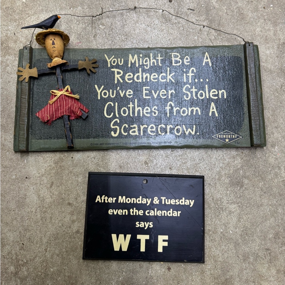 Set of wood funny wood signs